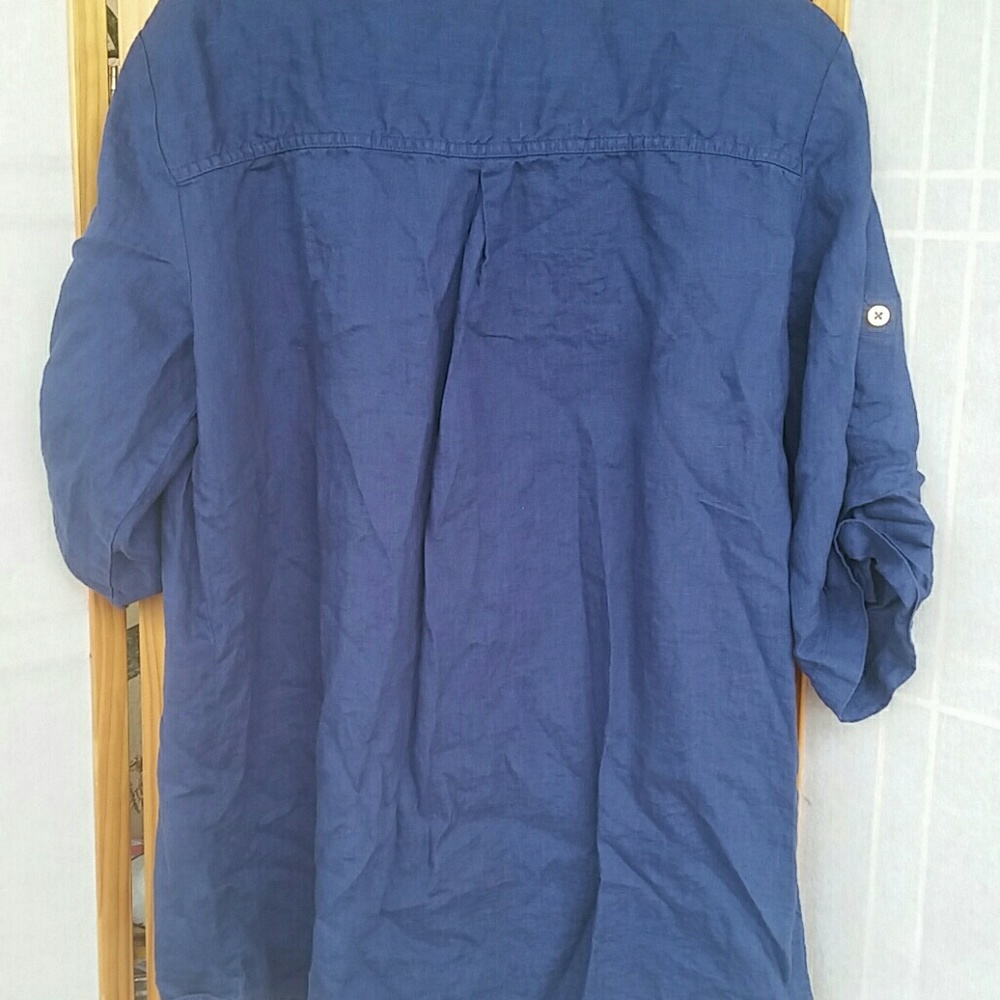 Faux Zipper Ellen Tracy Linen Top - Picture 6 of 7